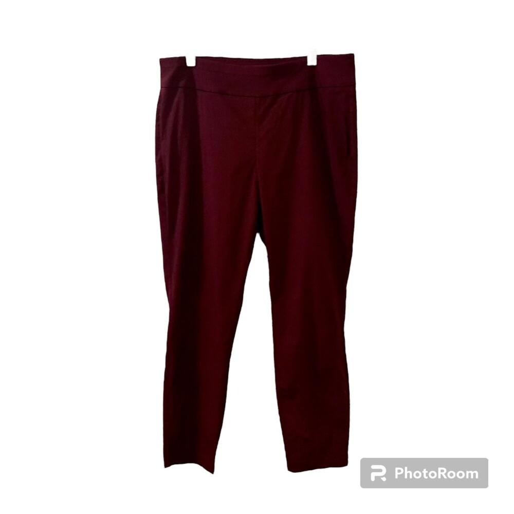 Signature Slimming by Christopher & banks Maroon Rayon Nylon Stretch Pants Sz 14
